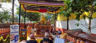 तमू बौद्ध सेवा समिति काठमाण्डौद्वारा कार्यालय हातासँगैको जग्गामा बुद्ध बाटिका निर्माण